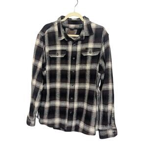 Orvis Big Bear Flannel 1312517 Jacket Button Down Brown White Men Size XL